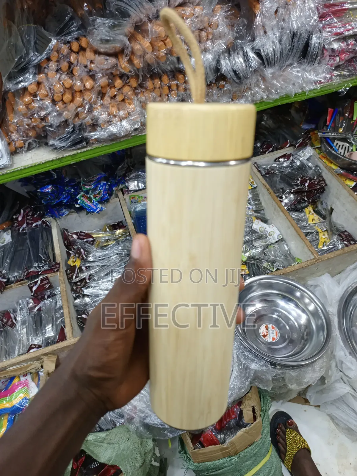 Natural Bamboo Stainless Steel Insulated Flask Water Bottle.