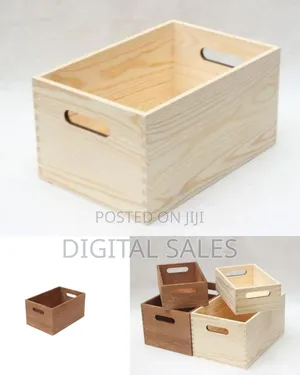 Versatile Wooden Storage Crate With Integrated Handles (2-Pack)