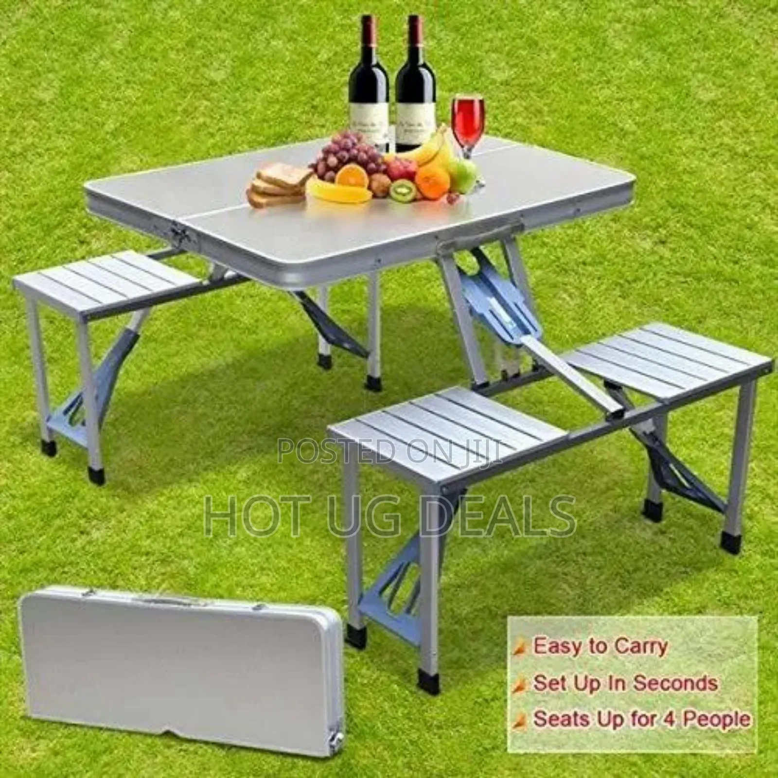 Outdoor Aluminum Portable Folding Camp Picnic Table With 4 Seats