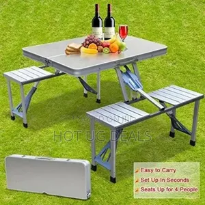 Outdoor Aluminum Portable Folding Camp Picnic Table With 4 Seats