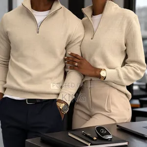 Cream Quarter-Zip Textured Knit Sweater