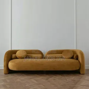 A Brown and Pie Shaped Bean Sofas