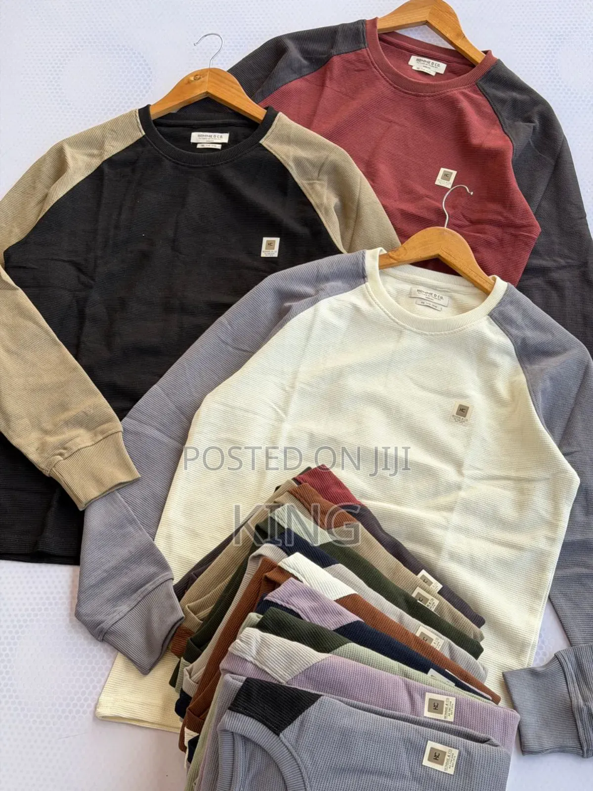 Waffle-Textured Long-Sleeve Tees