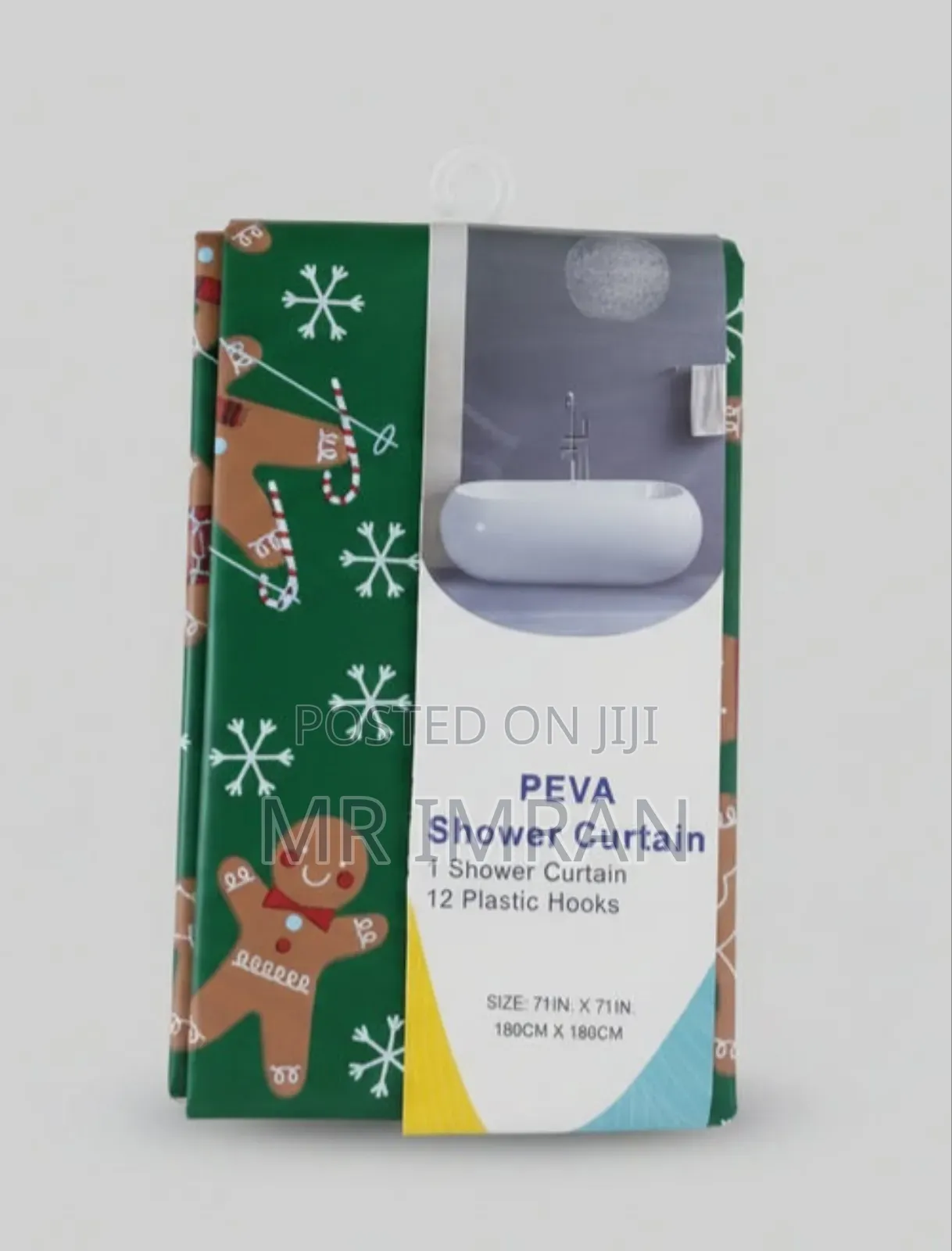 Peva Gingerbread Man Themed Shower Curtain Set.