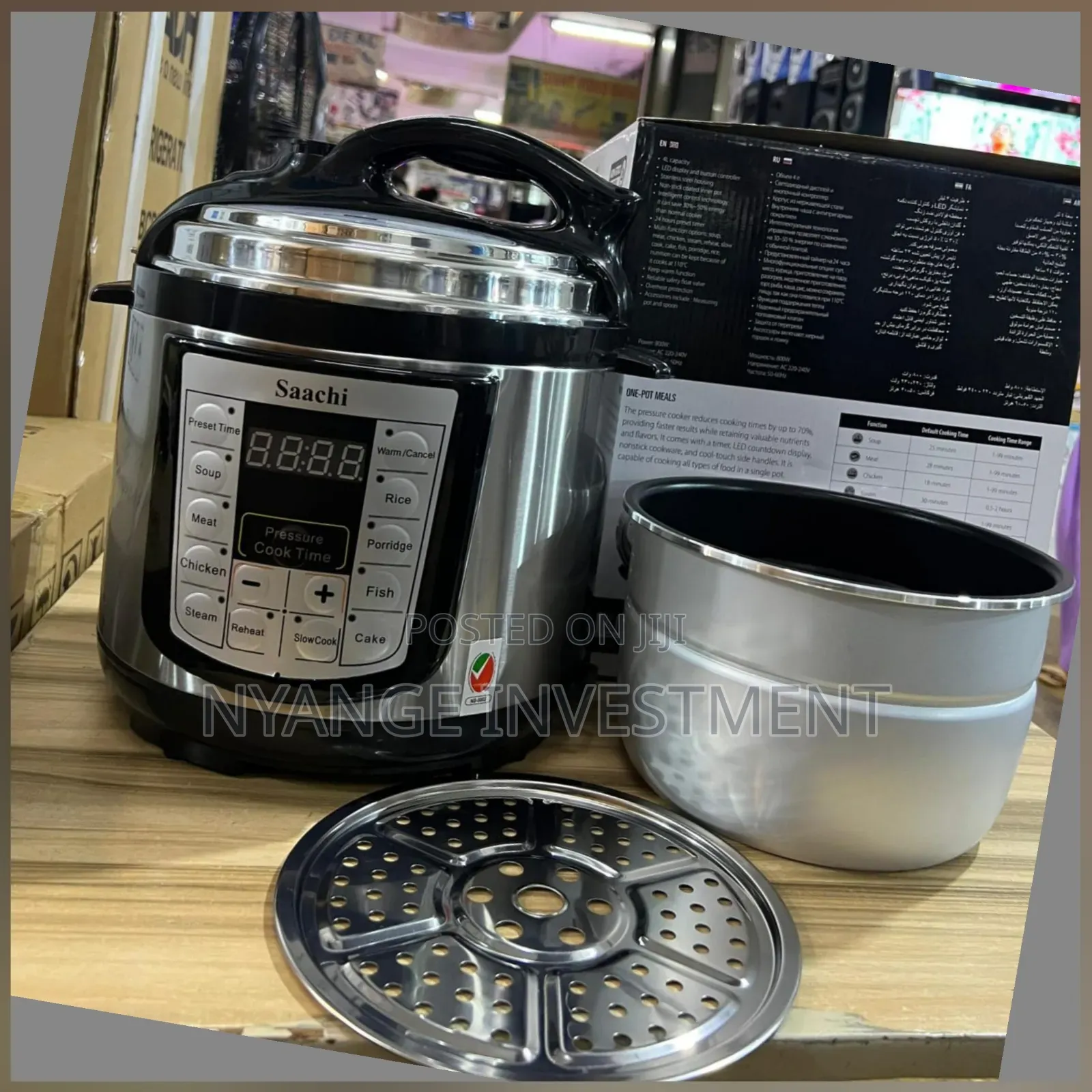 4l Sachi Pressure Cooker With Steamer and Slow Cooker .