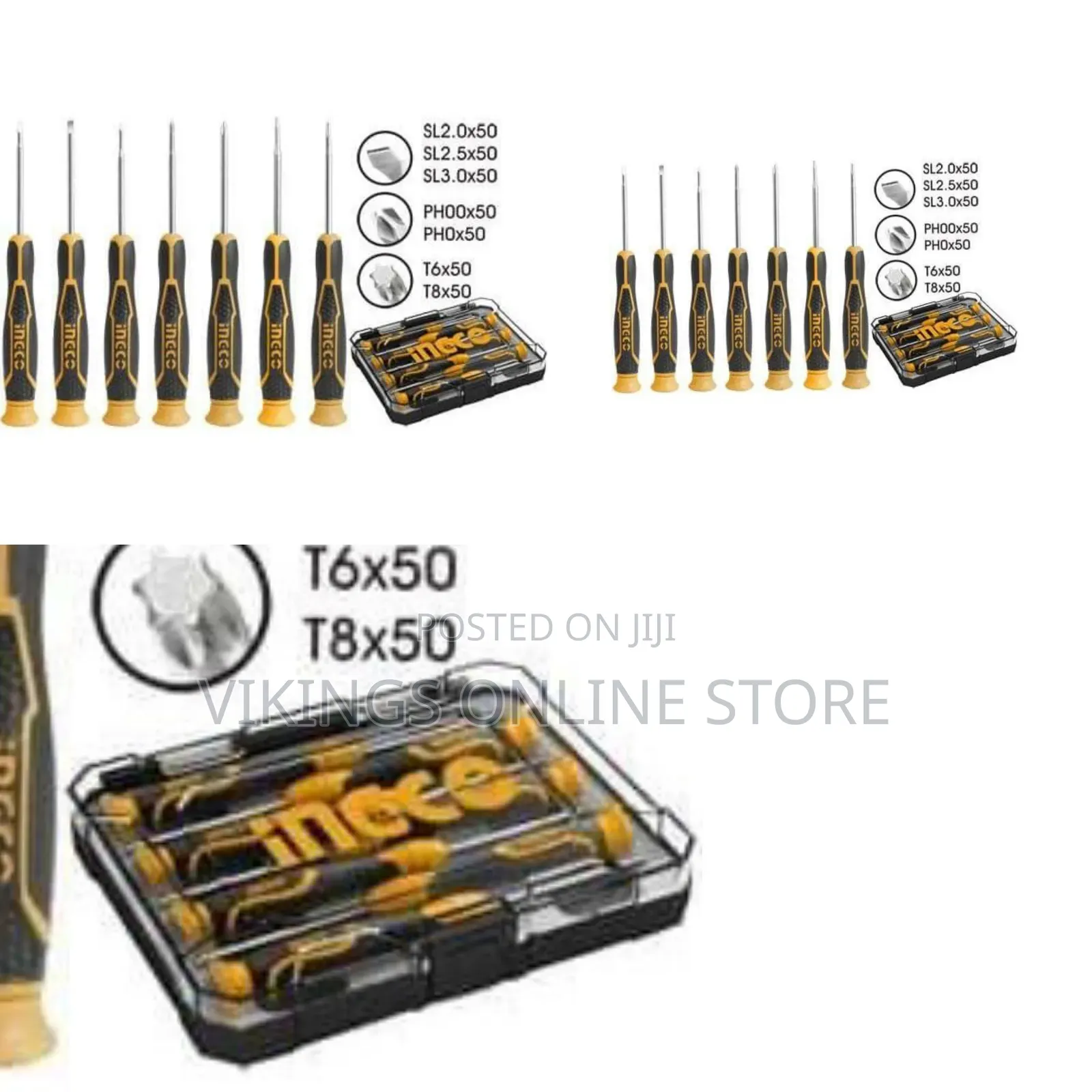 Ingco 7 PCS Precision Screwdriver Set - Black / Orange