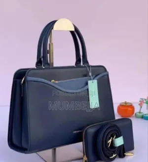 Two Piece Original Navy Ladies Leather Bag