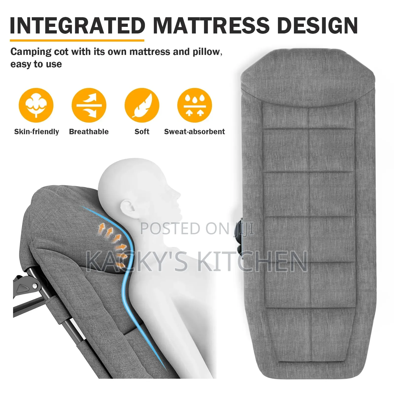 Folding Camping Cot and Chaise Lounge Chair.