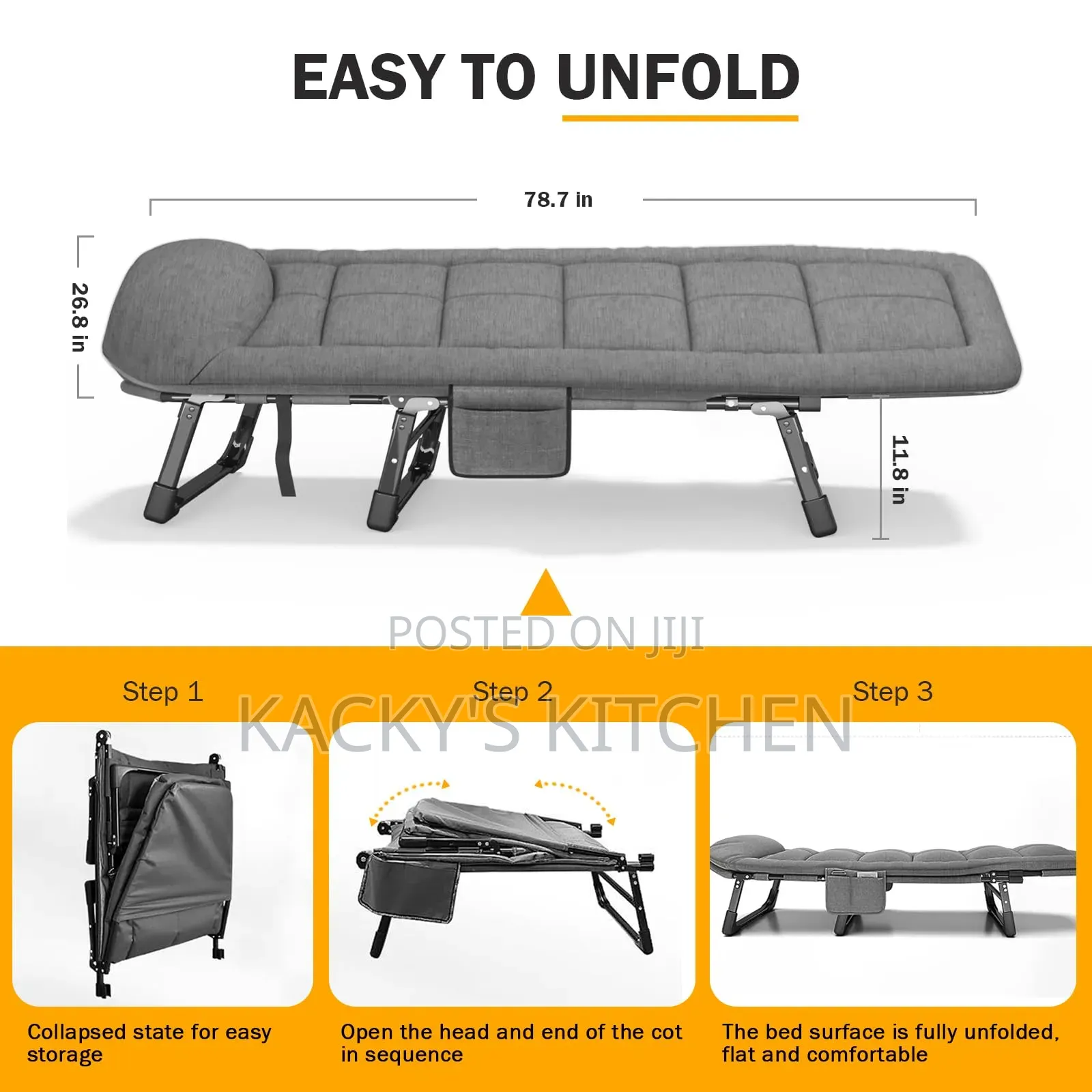 Folding Camping Cot and Chaise Lounge Chair.