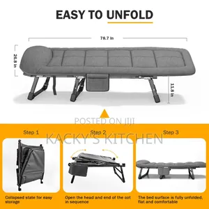 Folding Camping Cot and Chaise Lounge Chair.