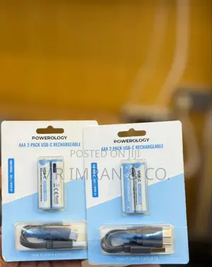 Powerology Aaa 2-Pack Usb-C Rechargeable Batteries