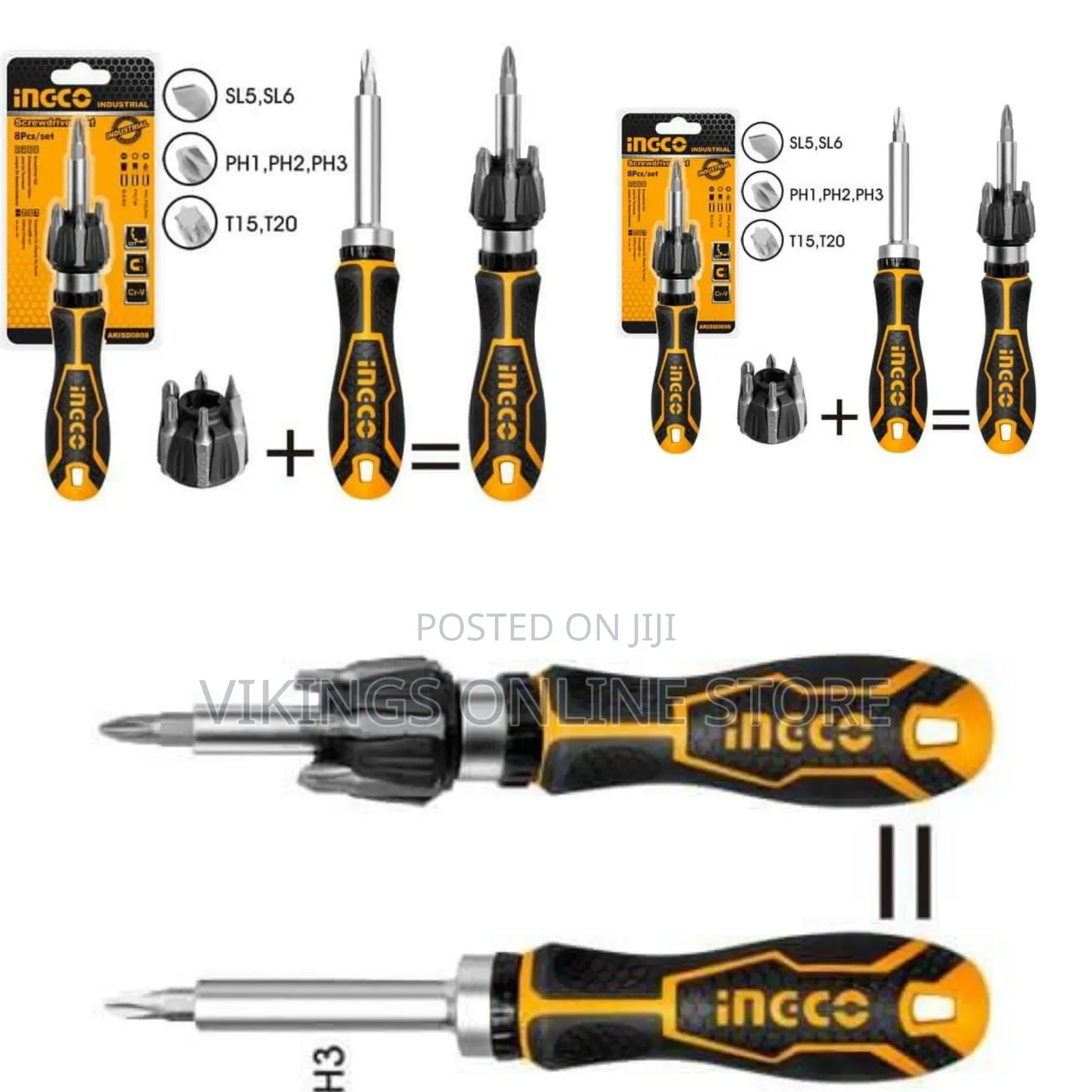 Ingco 13 in 1 Ratchet Screwdriver Set - Black / Silver