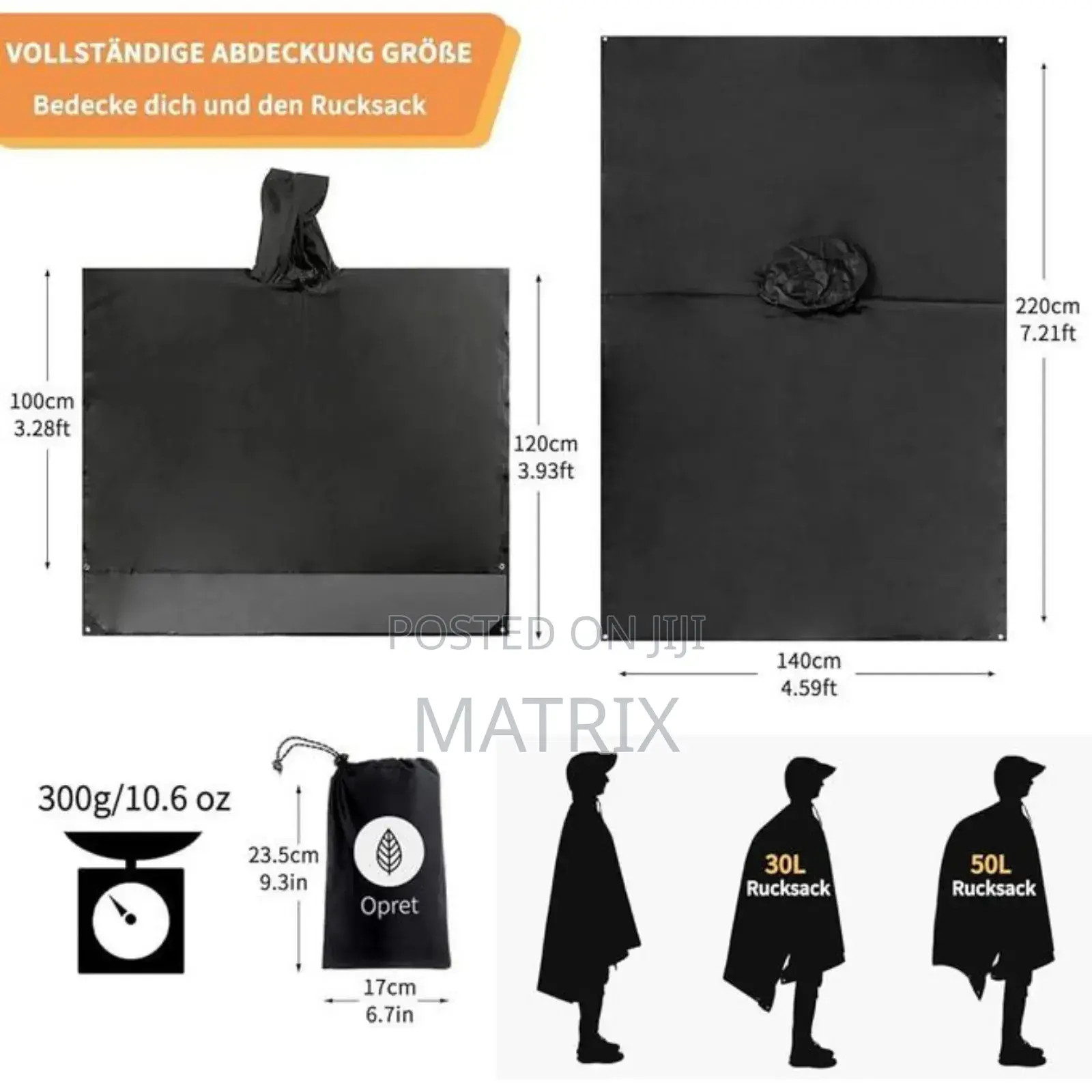 Rain Poncho Multifunctional Waterproof Raincoat With Hood for Adult