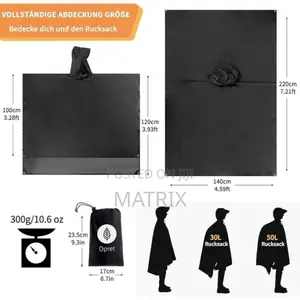 Rain Poncho Multifunctional Waterproof Raincoat With Hood for Adult