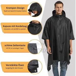 Rain Poncho Multifunctional Waterproof Raincoat With Hood for Adult