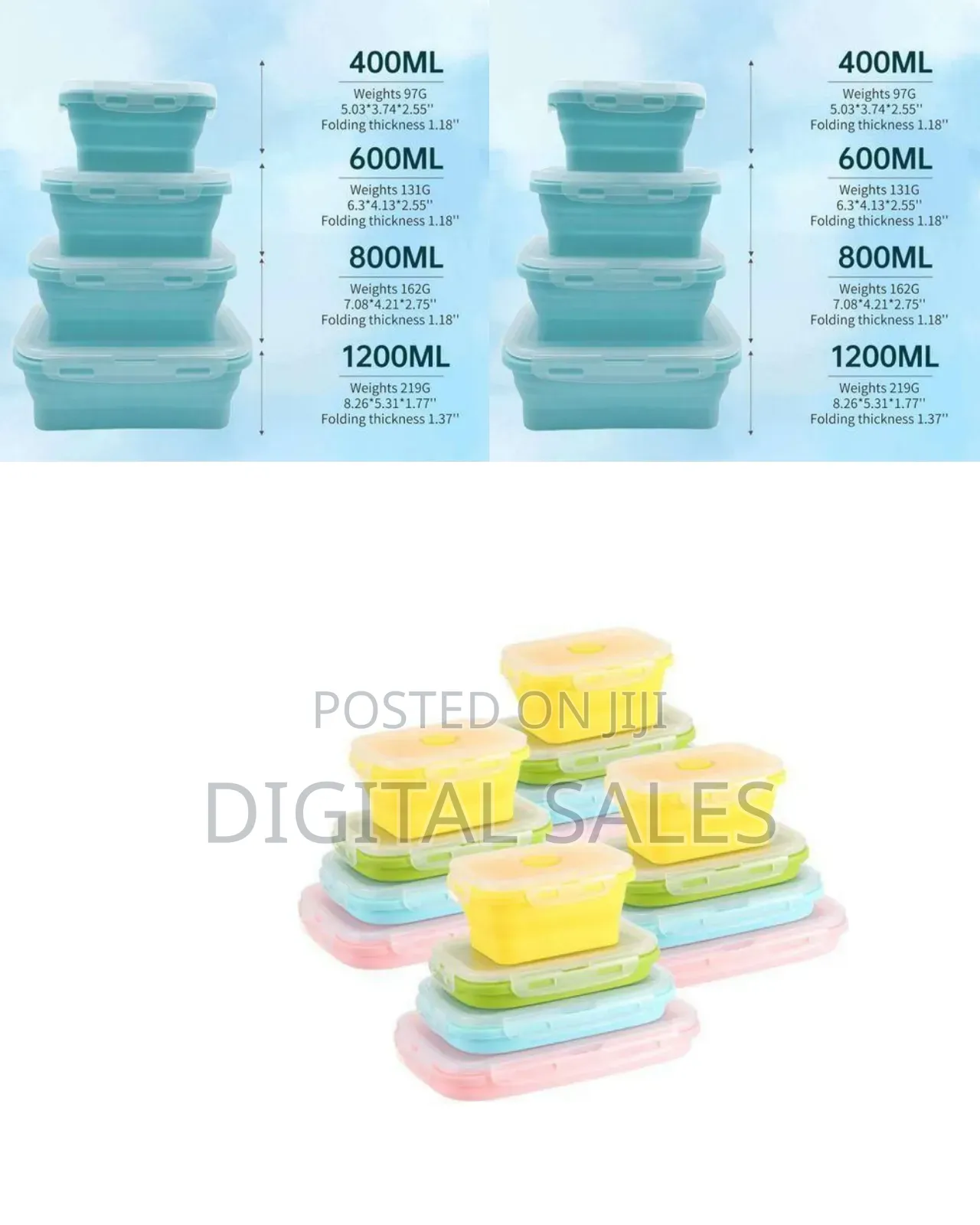 Versatile Collapsible Silicone Food Storage Container Set (Pack of 4)