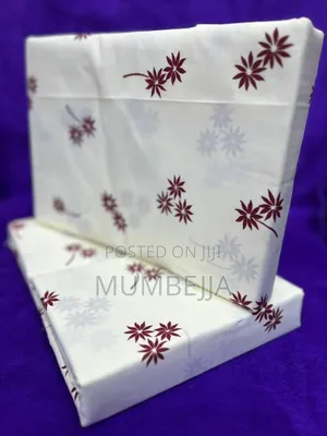 White Cotton Bed Sheets With Red Floral Patterns