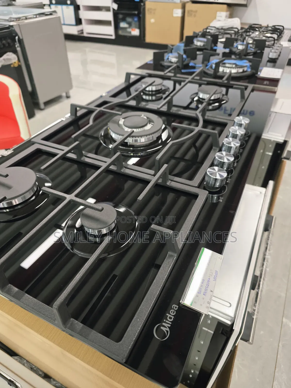 Brand New 90cm by 60cm Midea 5 Burner Built in Hob With Black Glass