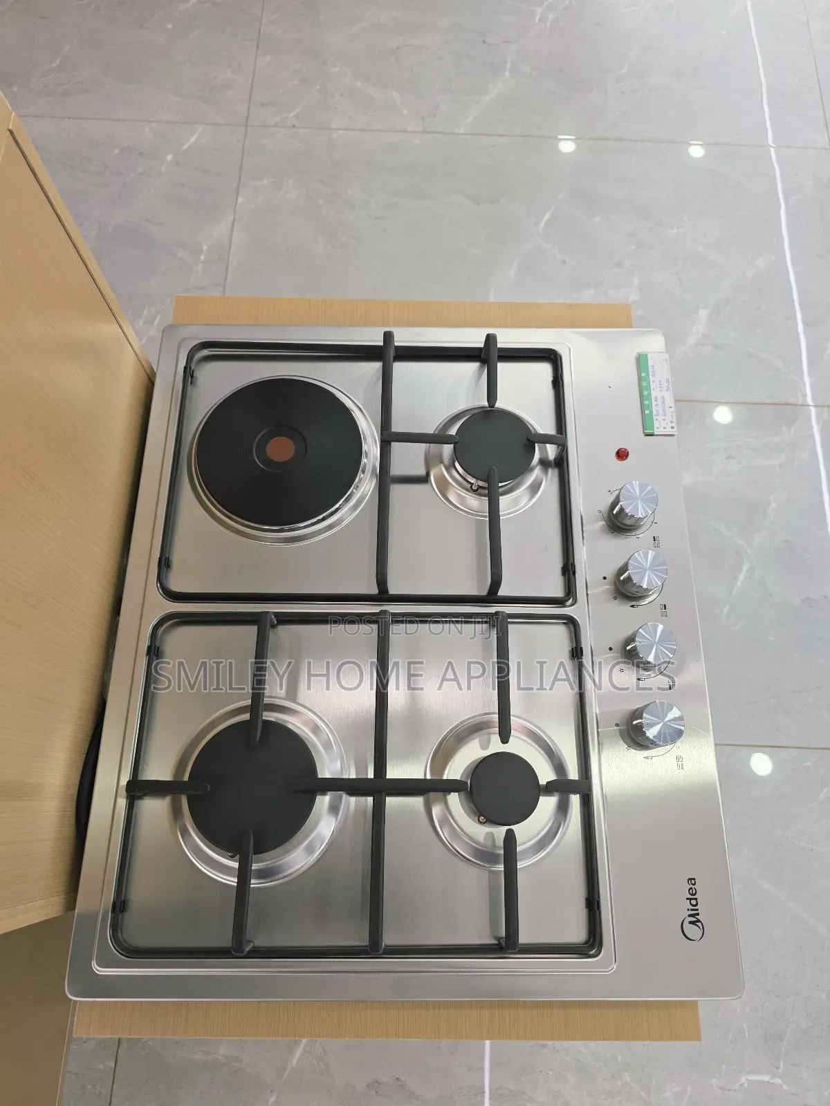 60cm by 60cm 4 Burner Midea Stainless Steel Built in Hob at 20% Discount