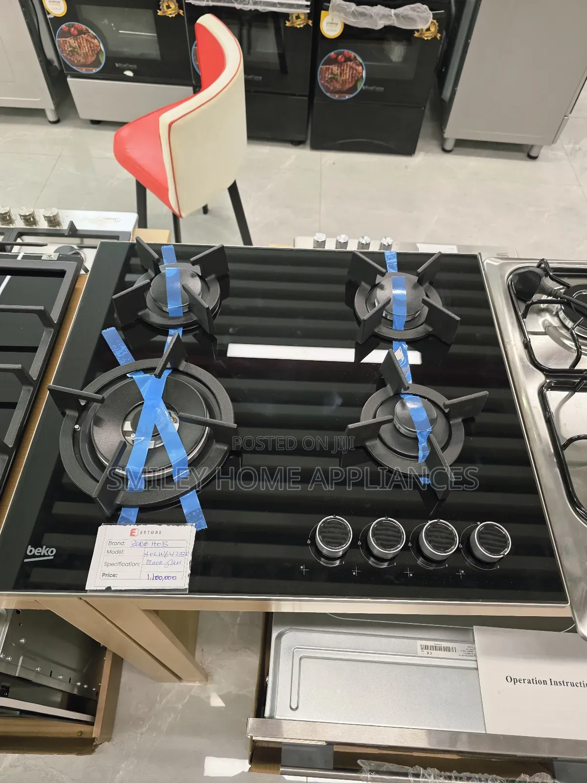 Original Beko 60cm*60cm 4 Gas Burner Built-in Black Glass Hob