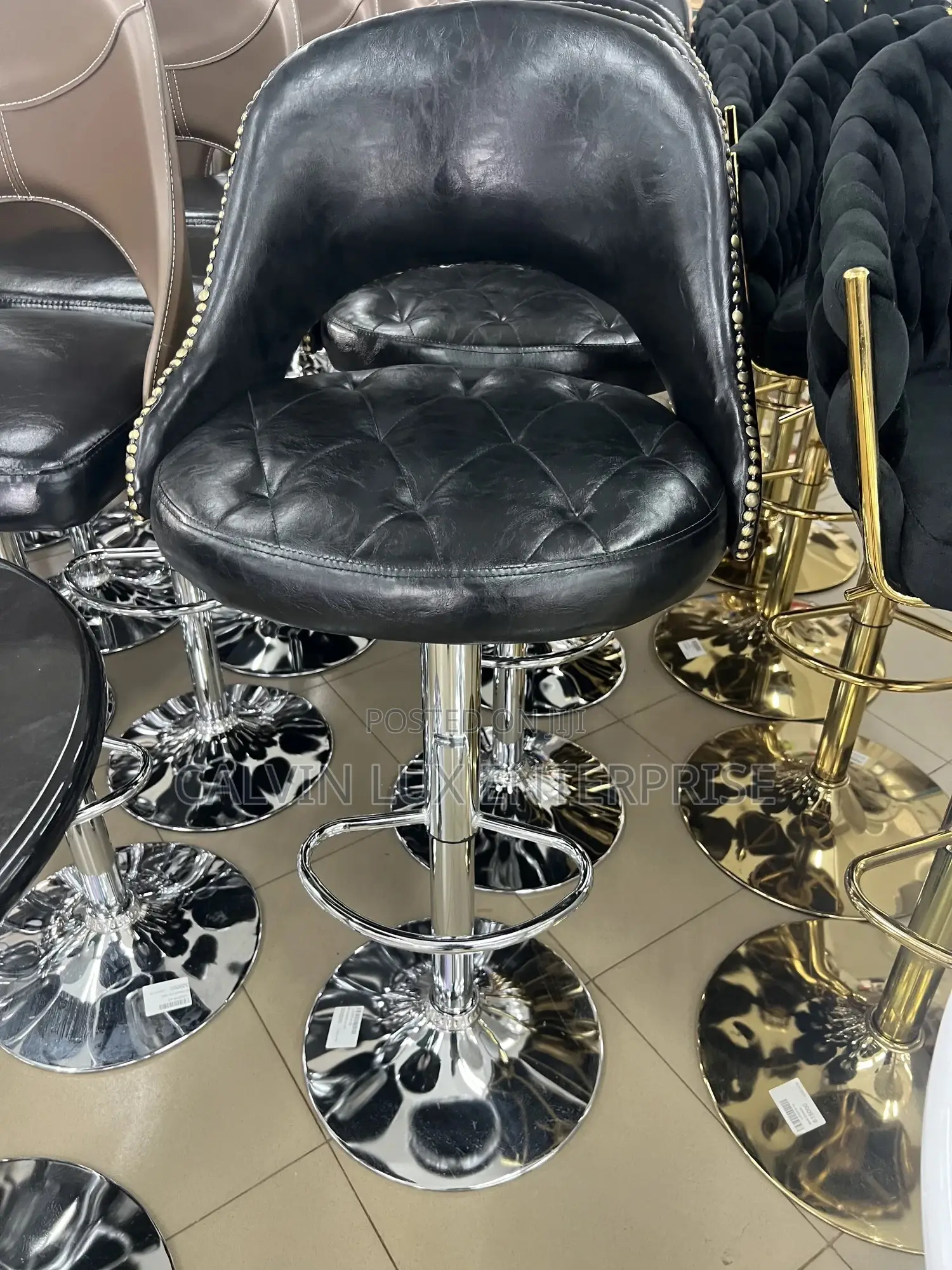 Adjustable Stool Chair Leather