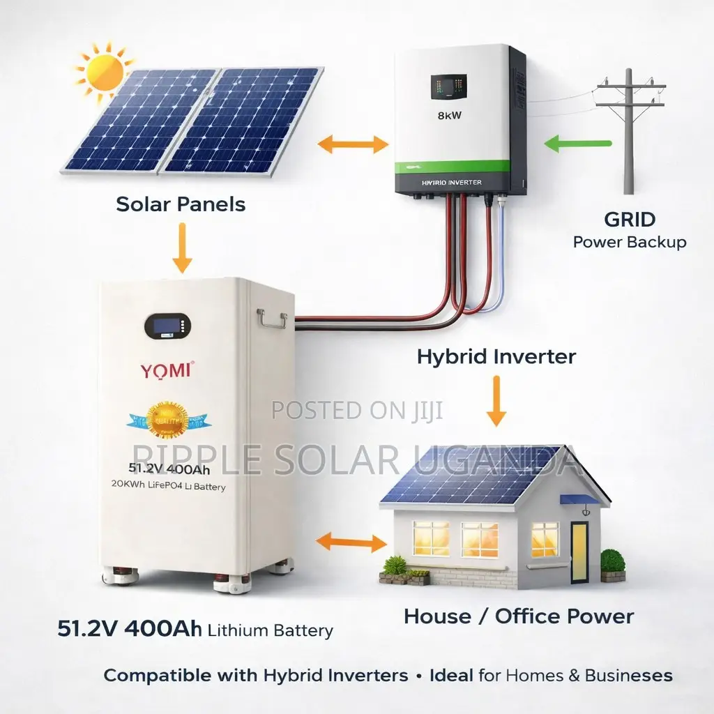 20kwh 51.2v 400ah Lifepo4 Lithium Solar Battery Home Backup System