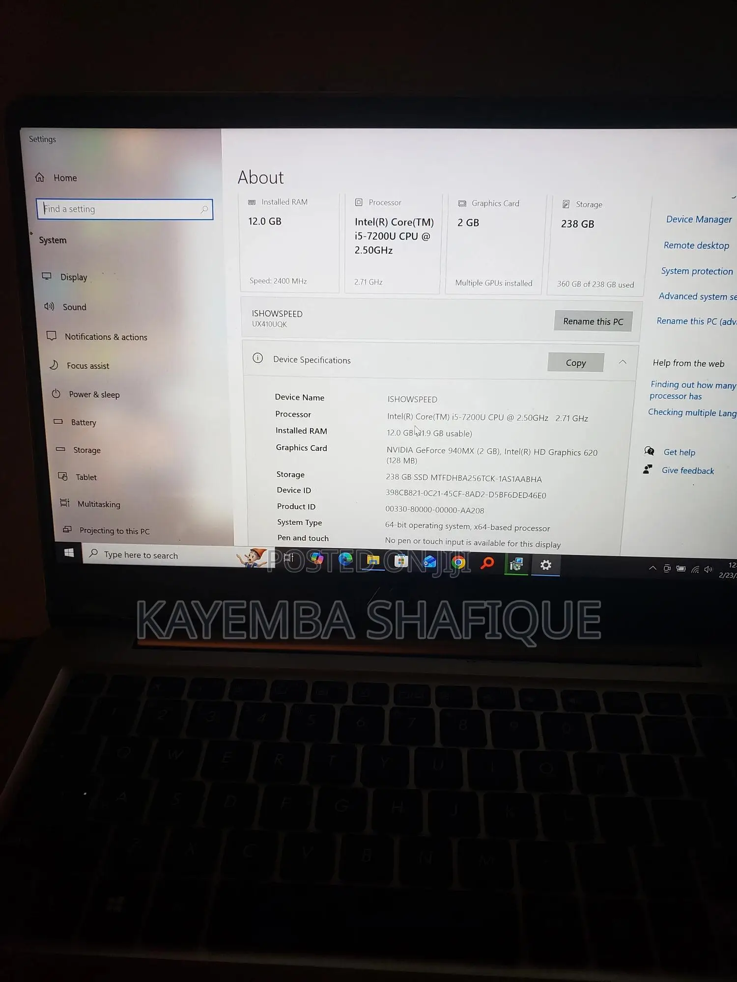Laptop Asus ZenBook UX430UQ 12GB Intel Core i5 HDD+SSD 256GB