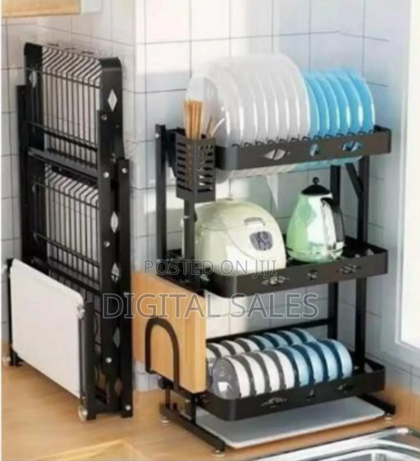 Multi-Tier Foldable Dish Drying Rack and Kitchen Organizer