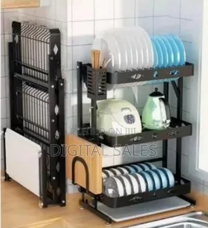 Multi-Tier Foldable Dish Drying Rack and Kitchen Organizer