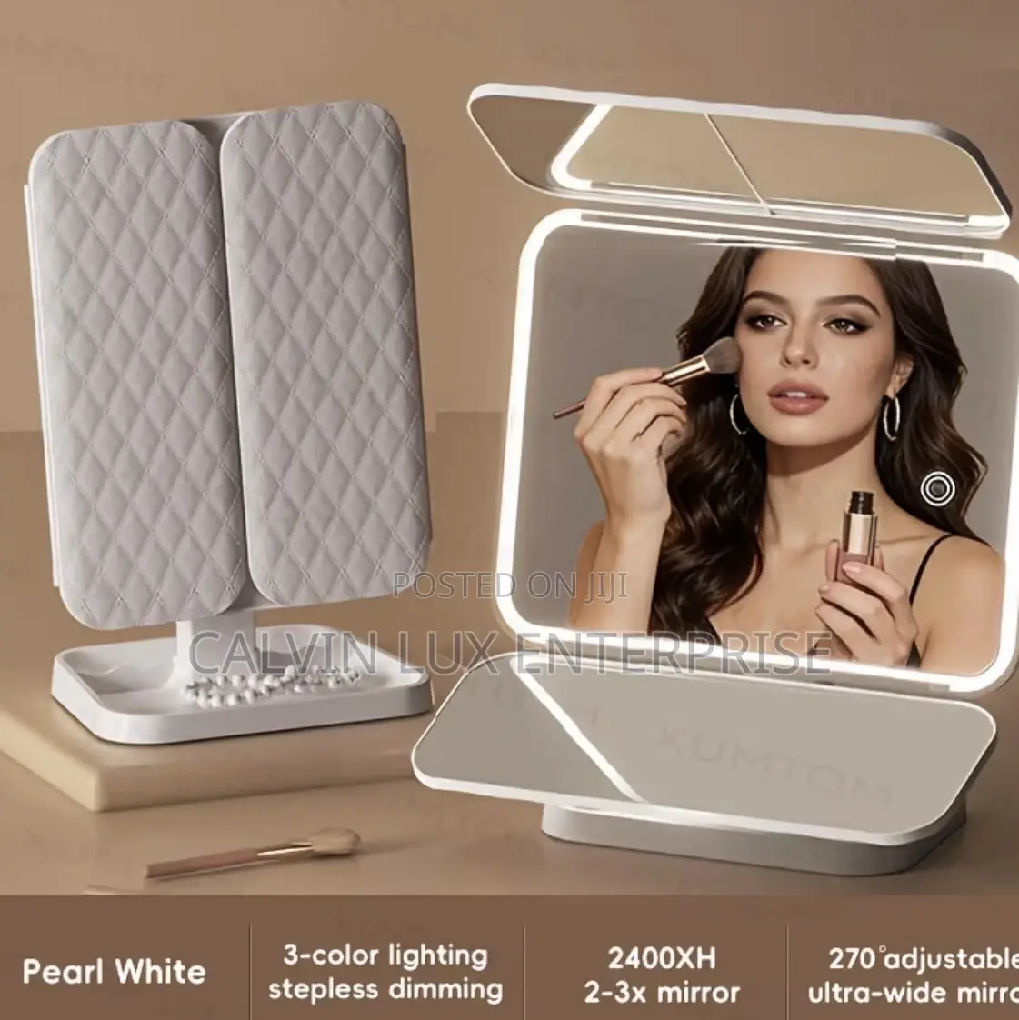 Led 3 Sided Folding Mirror