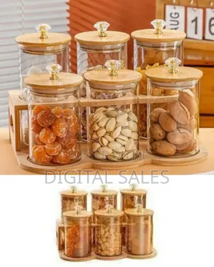 Elegant Six-Piece Diamond Glass Storage Canister Set