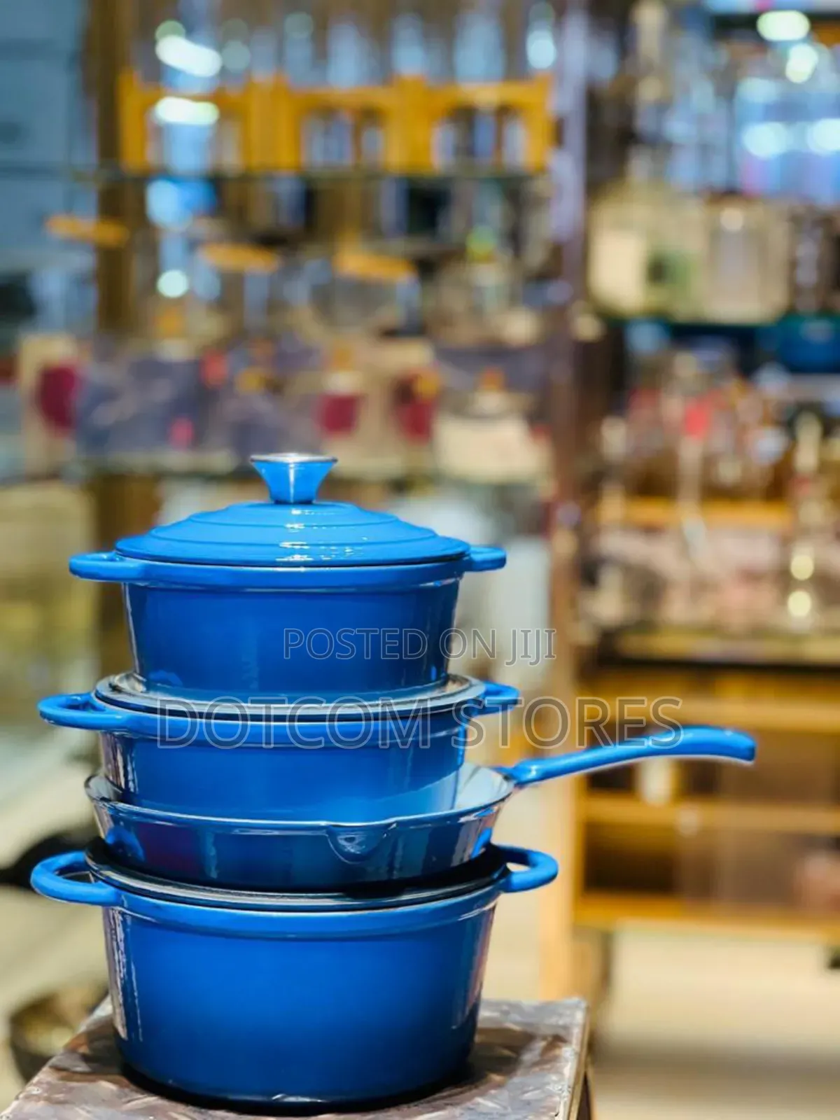 Blue Enameled Cast Iron Cookware Set