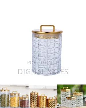 Set of 3 Decorative Glass Storage