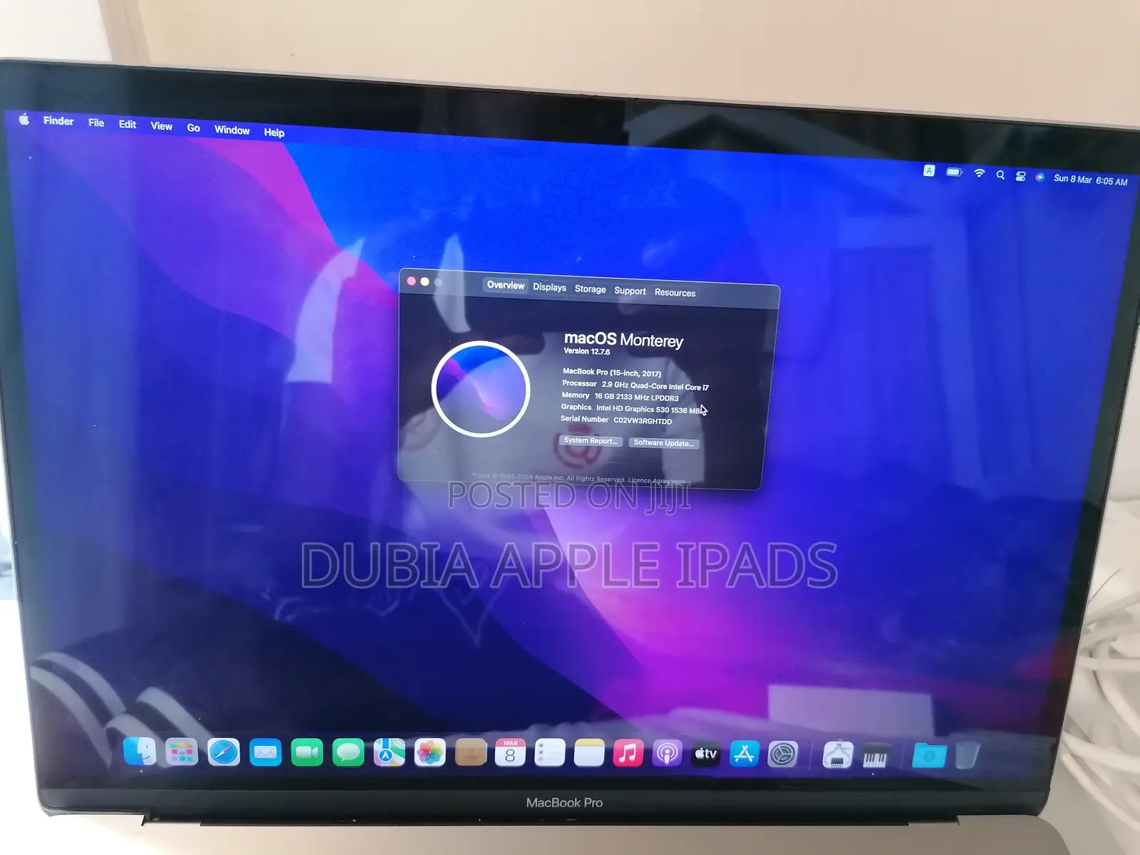 Laptop Apple MacBook Pro 2017 16GB Intel Core i7 SSD 256GB