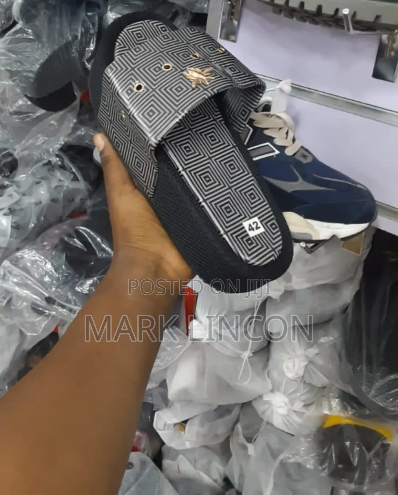 Luxury Slide Slippers With a Gold- Tone Metallic Emblem