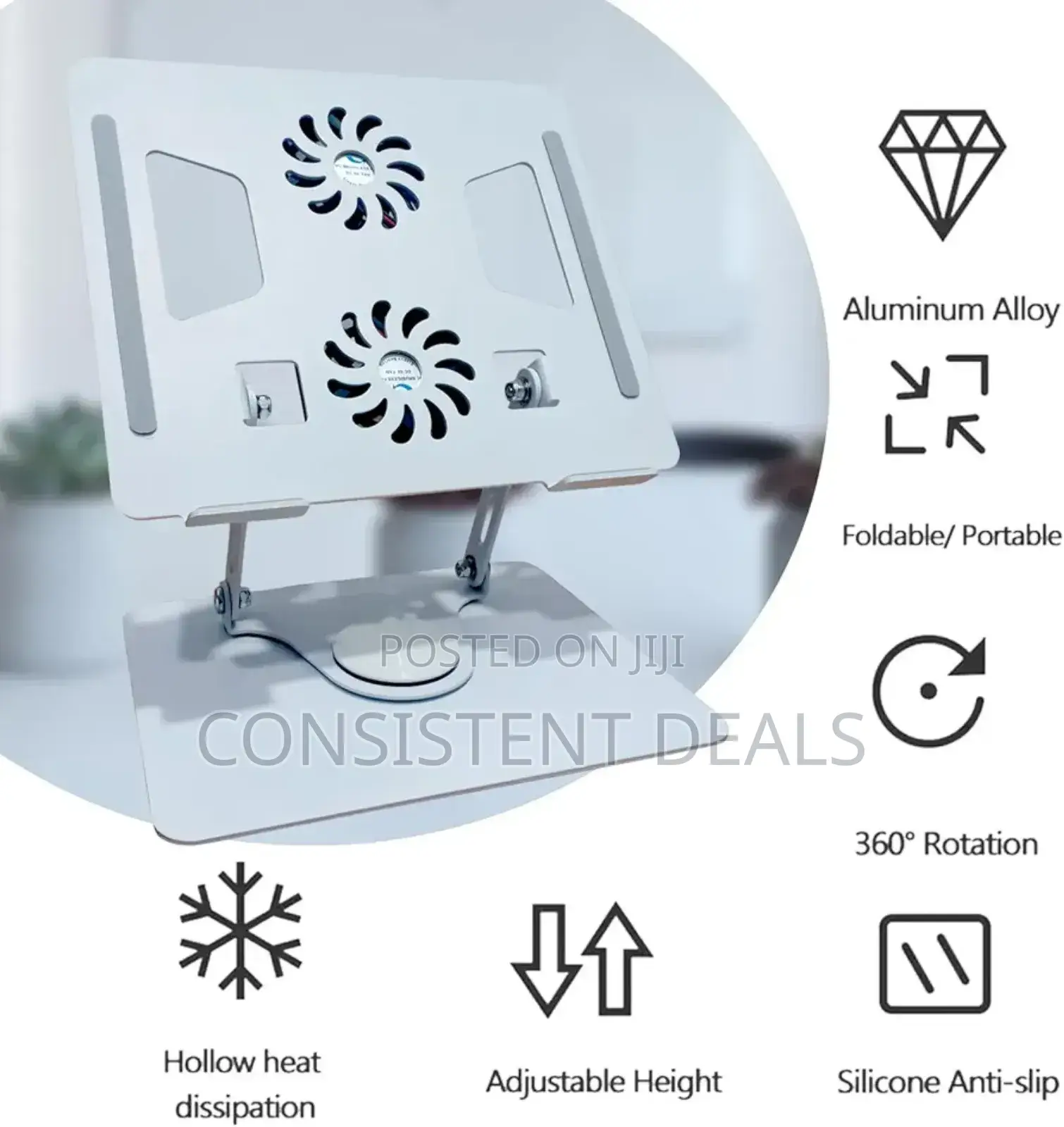 Smart Design 360° Rotating Base Laptop Stand Portable 10-17.3inch