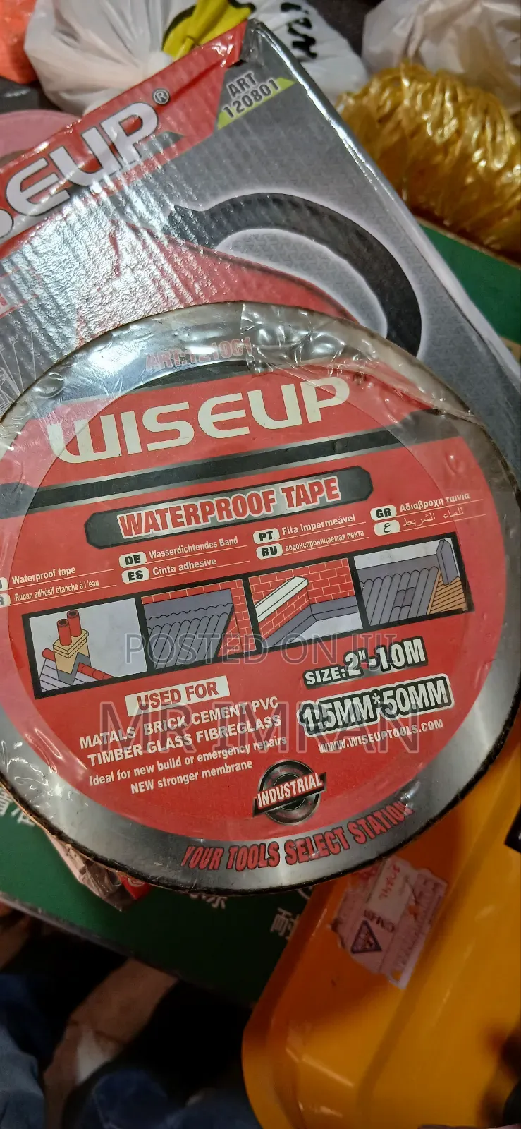 50mm Wiseup Brand Industrial Waterproofing Tape.