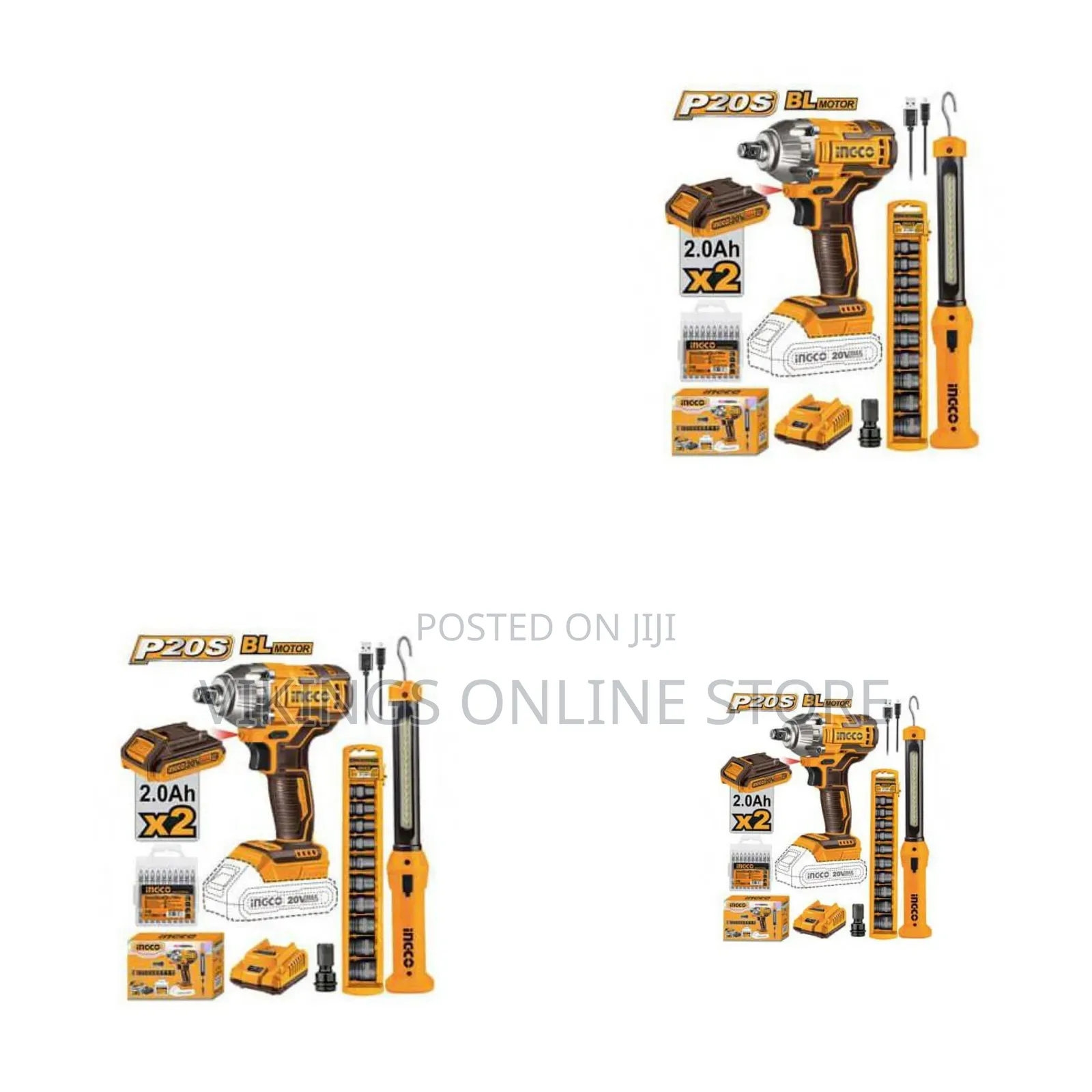 Ingco Brushless Cordless Impact Wrench 20v Lithium-Ion - Black/Orange