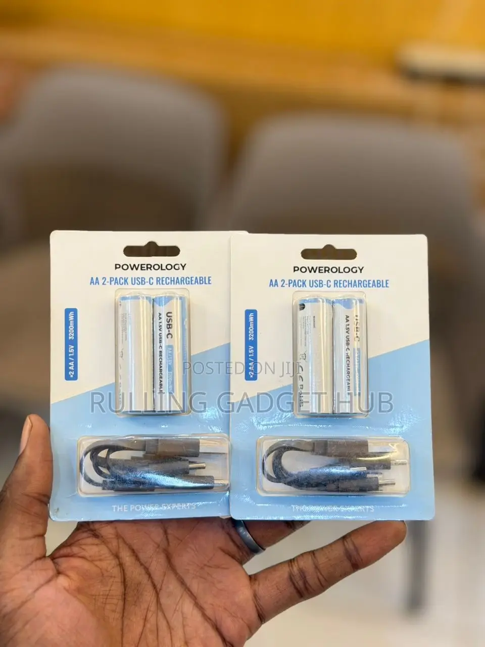 Powerology Usb C Rechargeable Batteries Aa 1.5v Lithium 3200mwtts