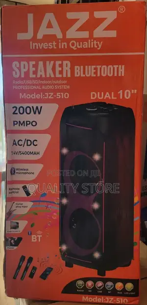 Jazz 10" Dual Proffessional Battery Speaker System Jz-510