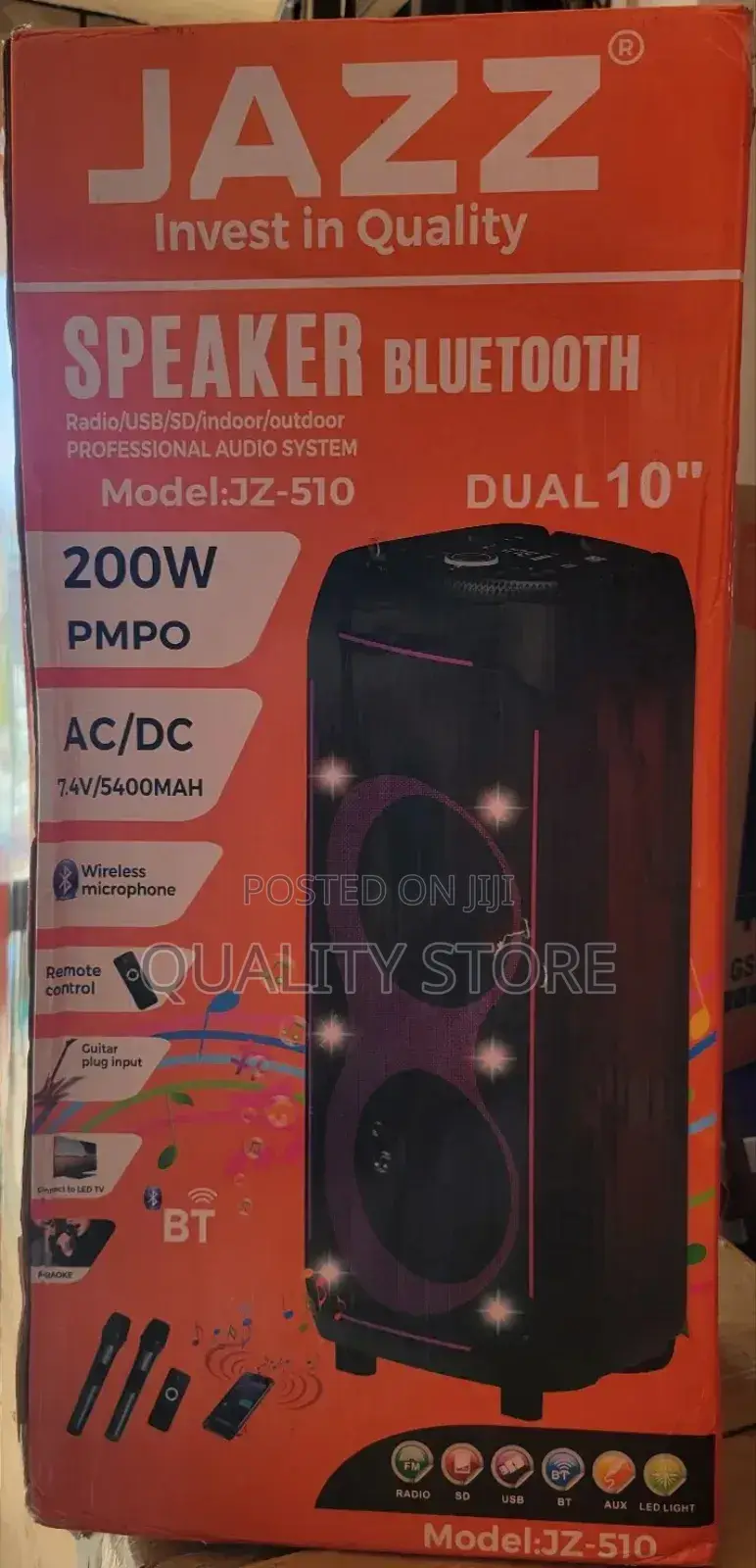 Jazz 10" Dual Proffessional Battery Speaker System Jz-510