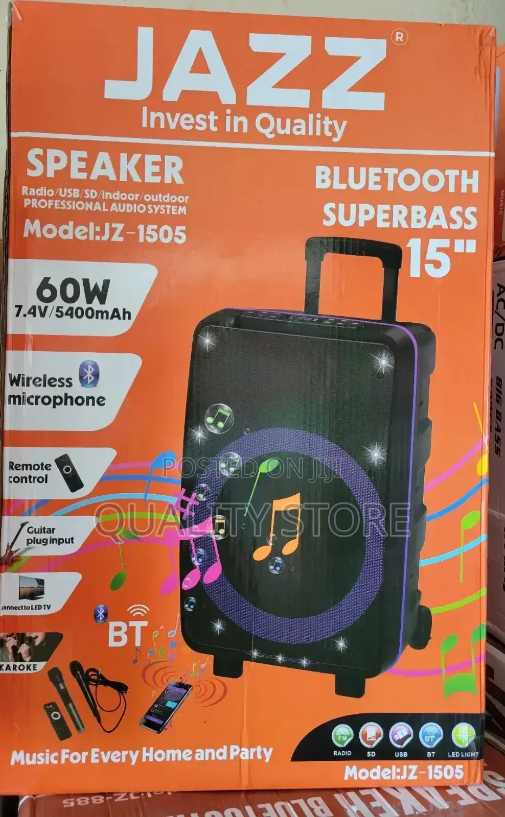 Jazz 15" Proffessional Battery Speaker System Jz-1505