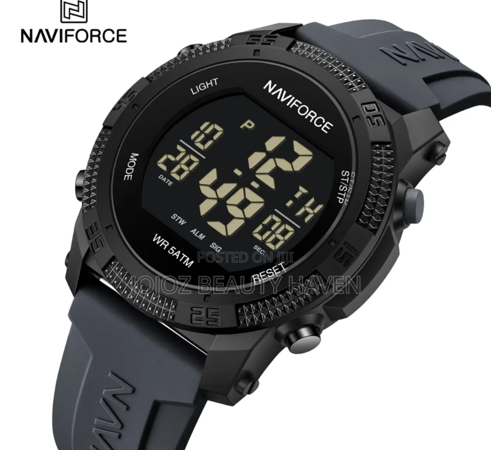 Men's Digital Watch Black Rubber Belt