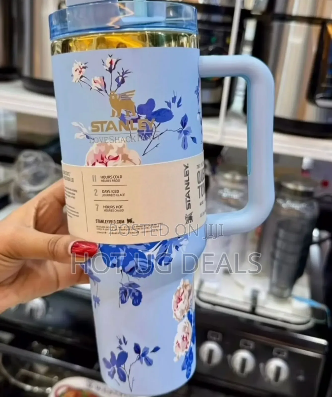 1.2l Floral Print Stanley Cup With Straw Gift Cup Mug  Stainless Steel