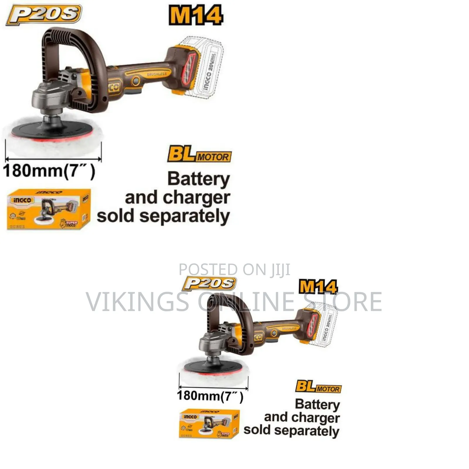 Ingco 20v M14 Lithium-Ion Polisher 180mm (Body Only) Cordless 3in1