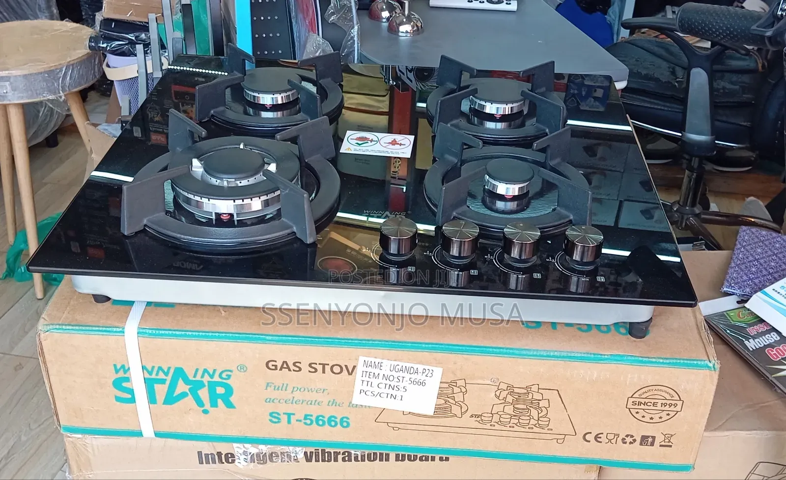 Winning Star 4-Burner Gas Stove – Tempered Glass Gas Hob With Auto