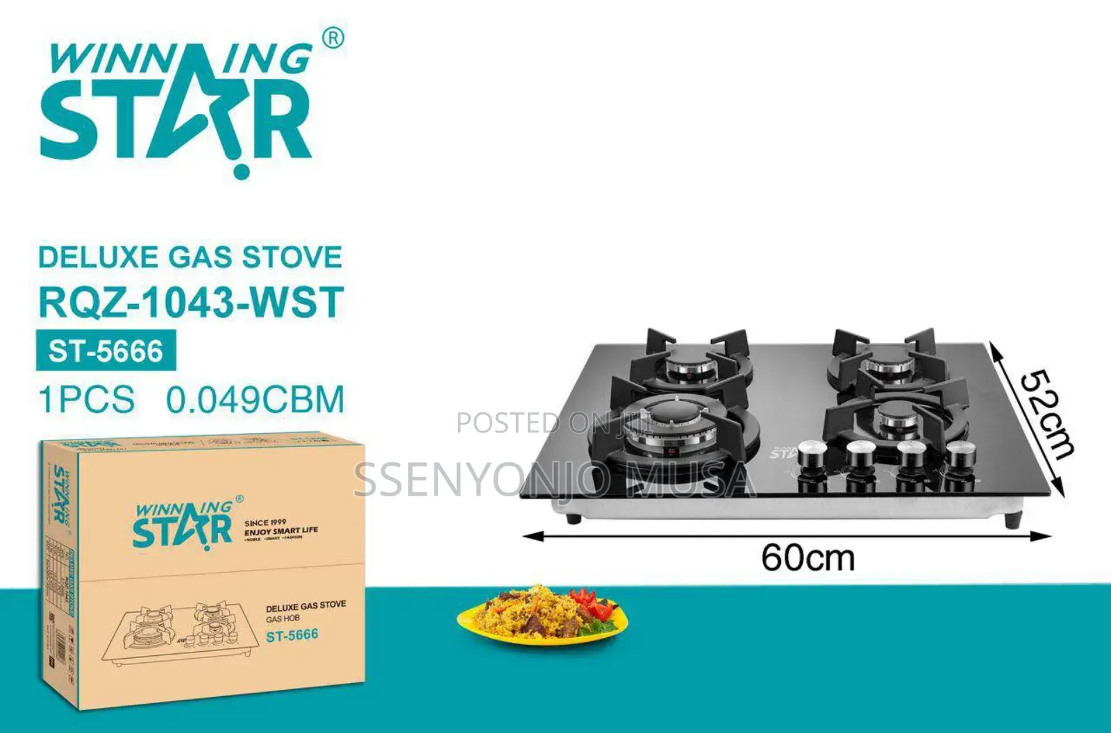 Winning Star 4-Burner Gas Stove – Tempered Glass Gas Hob With Auto