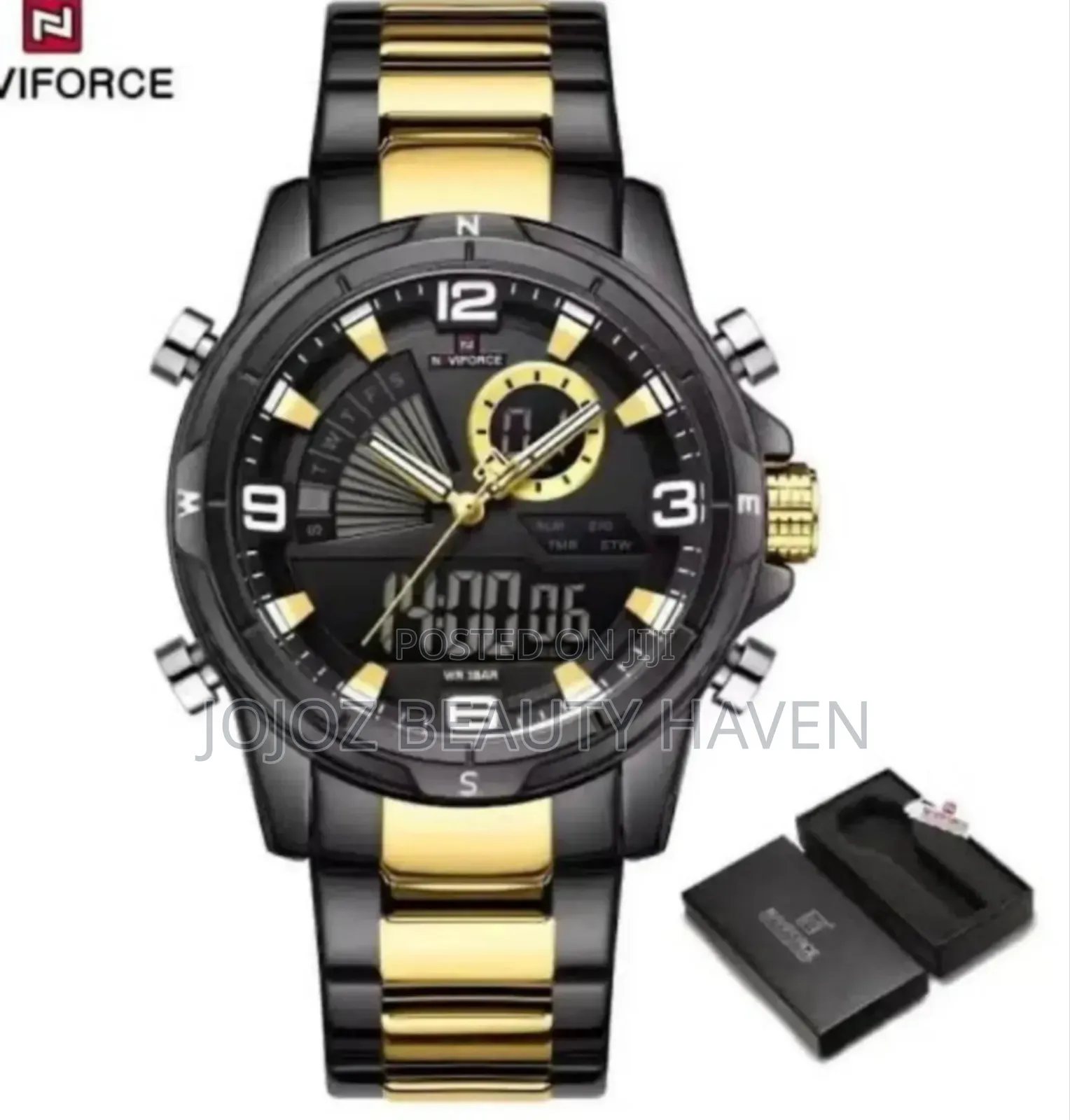 Navi Silver Gold Stainless Steel Wrist Watch