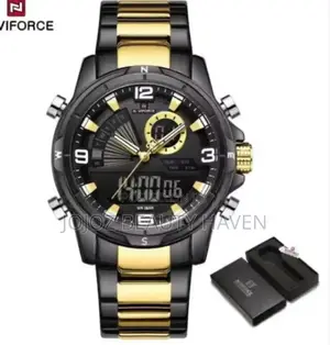 Navi Silver Gold Stainless Steel Wrist Watch