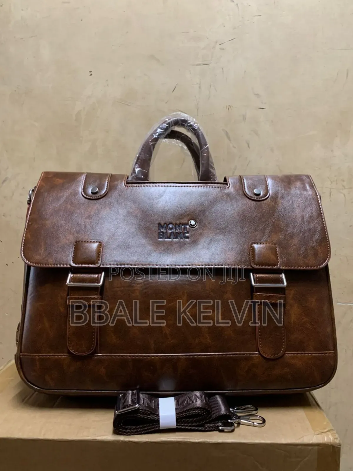 Montblanc Branded Pu Leather Laptop Briefcase Designed for Business